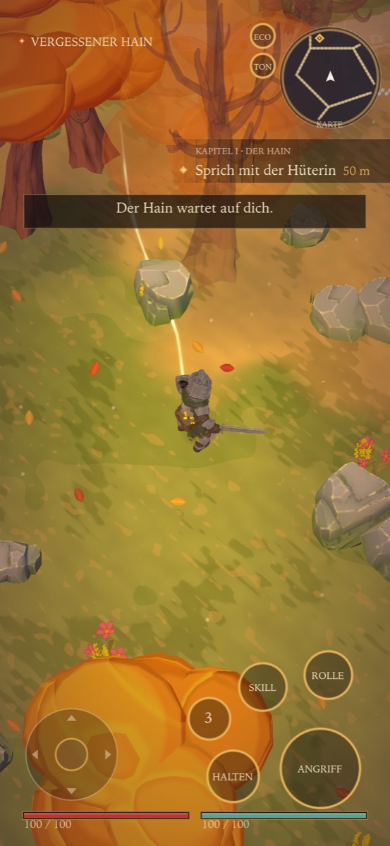 The knight in the autumn forest, the golden band points to the next goal