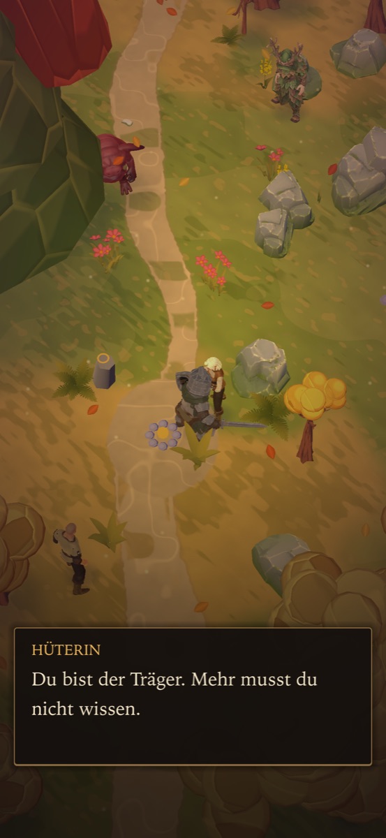 Talking to the Keeper, the first character you meet