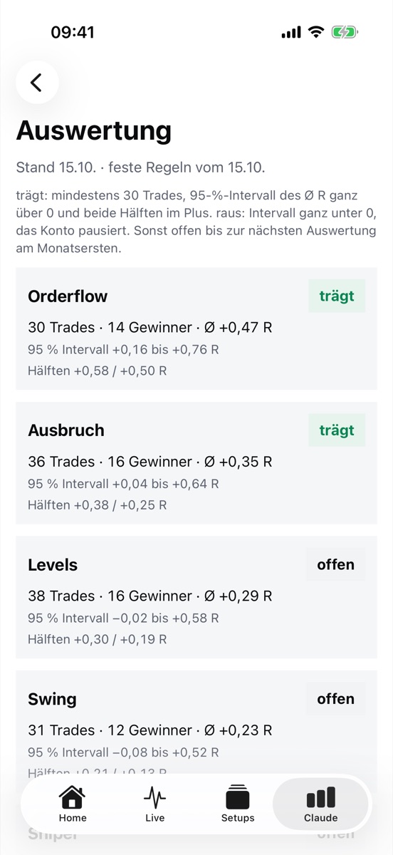 Fixed bot evaluation with a verdict per bot